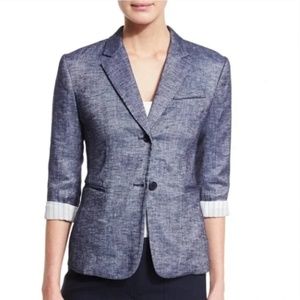 THEORY Linworth B Tierra Wash Linen Blue Jacket Size 0